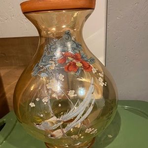 Antique hand painted glass vase